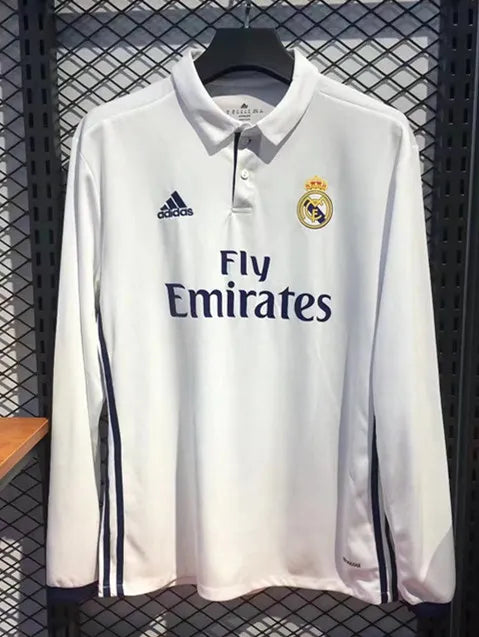 Retro 16/17 Real Madrid Home Long Sleeve Soccer Jersey