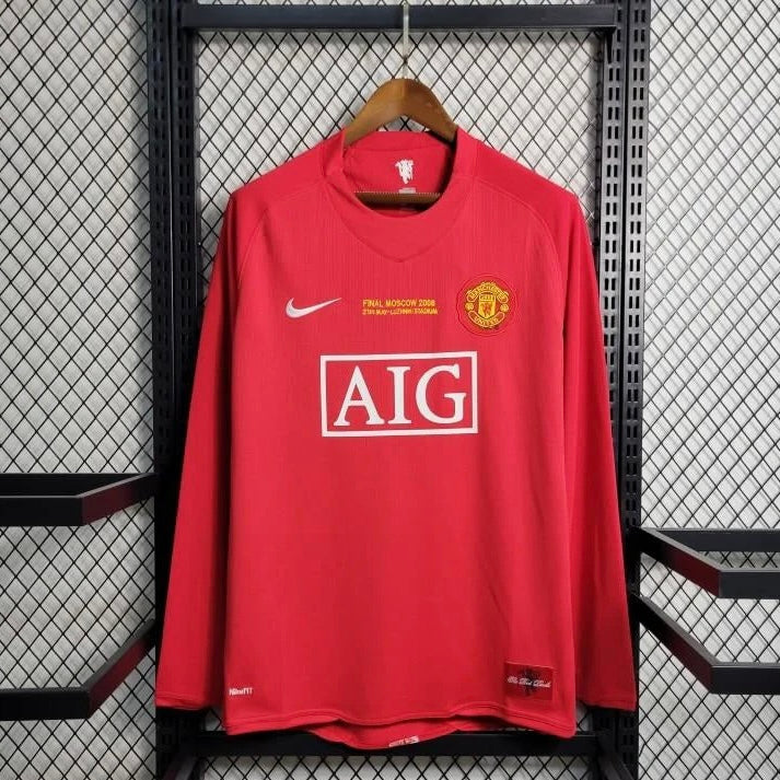 Retro Long Sleeve 07/08 Manchester United Home Jersey