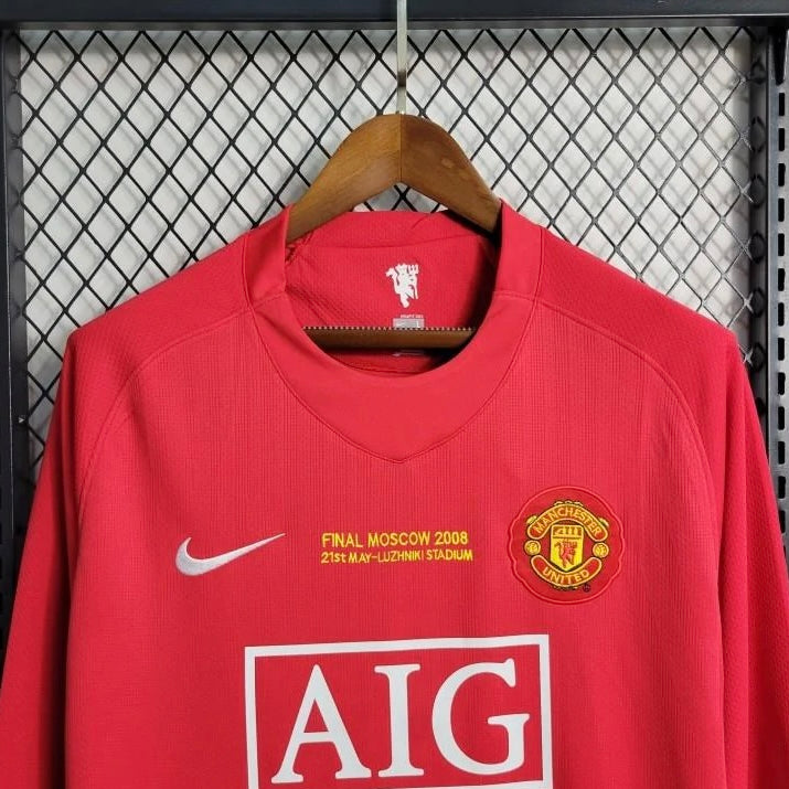 Retro Long Sleeve 07/08 Manchester United Home Jersey