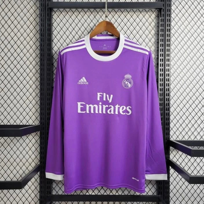 Retro Long Sleeve 17/18 Real Madrid Away Purple Jersey