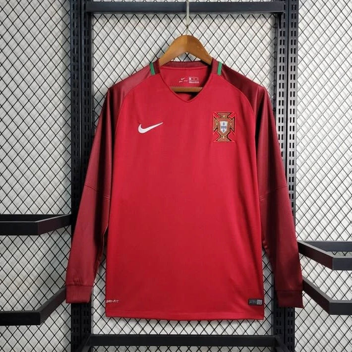 Retro 2016 Portugal Home Long Sleeve Jersey