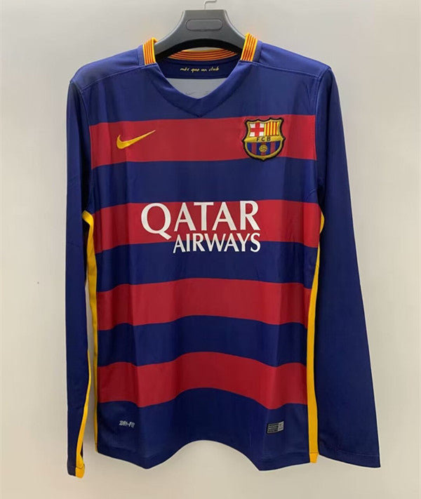 Retro 15/16 Barcelona Home Long Sleeve Soccer Jersey