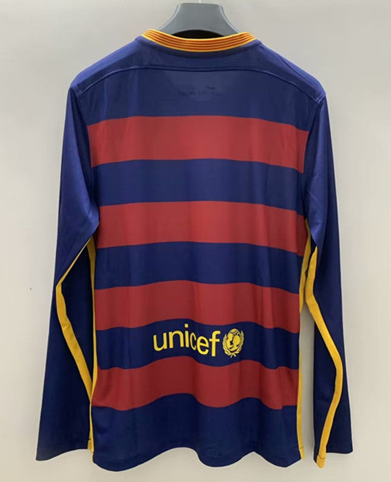 Retro 15/16 Barcelona Home Long Sleeve Soccer Jersey