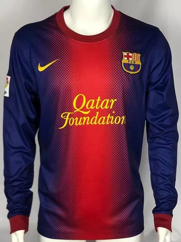 Retro 12/13 Barcelona Home Long Sleeve Soccer Jersey