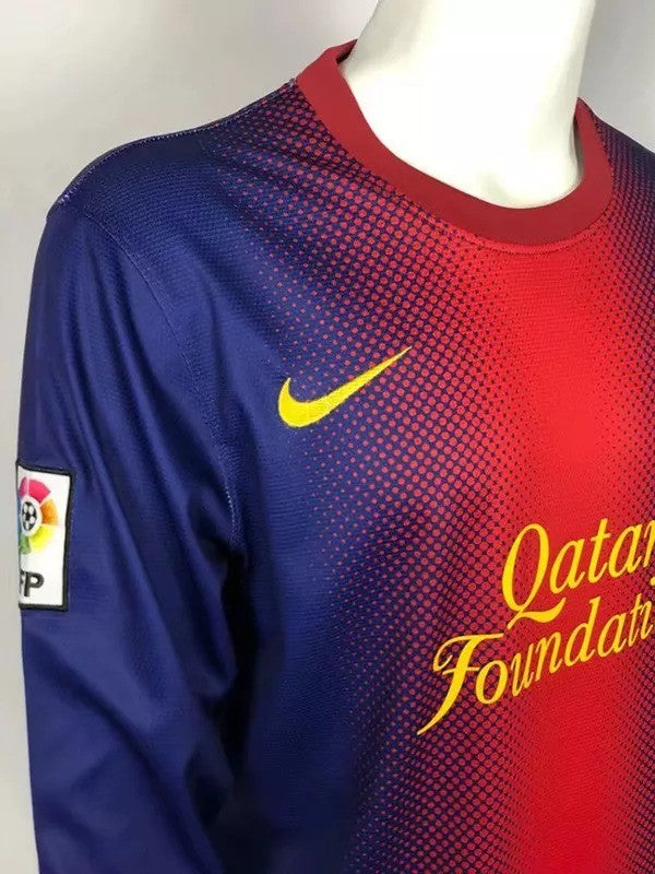 Retro 12/13 Barcelona Home Long Sleeve Soccer Jersey
