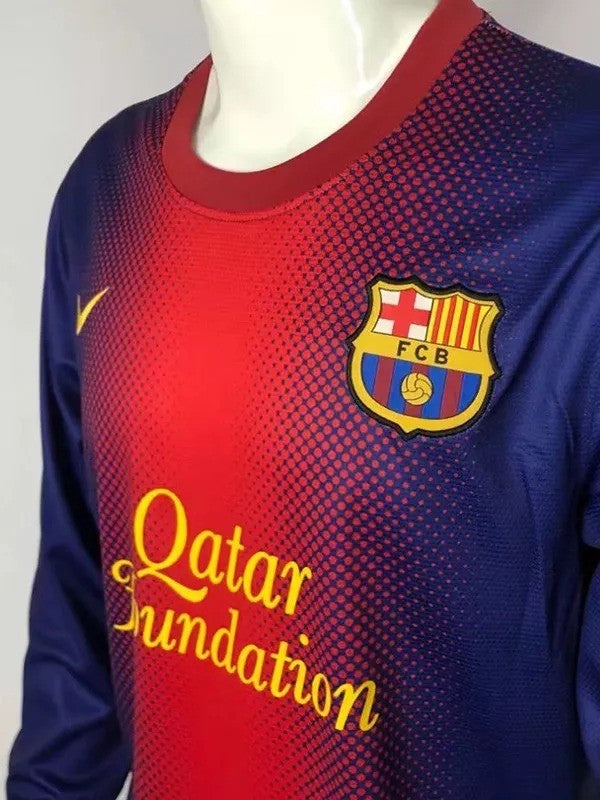 Retro 12/13 Barcelona Home Long Sleeve Soccer Jersey