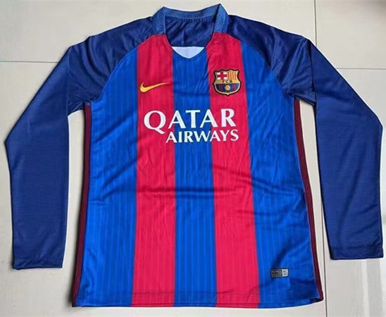 Retro 16/17 Barcelona Home Long Sleeve Soccer Jersey