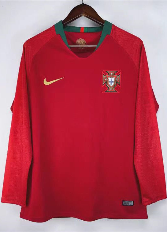 Retro 2006 Portugal Home Long Sleeve Soccer Jersey