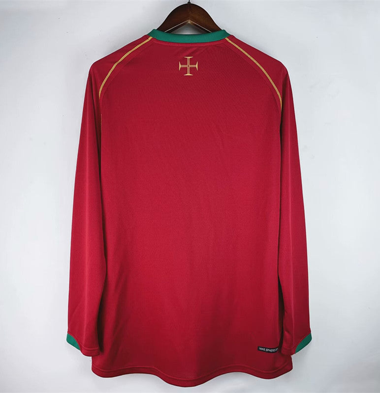 Retro 2006 Portugal Home Long Sleeve Soccer Jersey